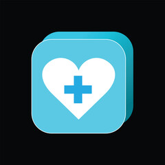 Obraz premium healthy icon image of heart and plus. modern design style. Suitable for use in medicine, UI, web, etc. vector template design