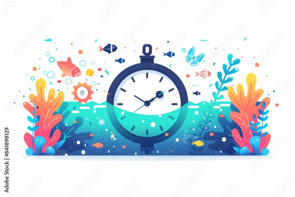 Poster An abstract industrial design featuring a clock surrounded by a complex network of pipes and gears, symbolizing the fusion of time, engineering, Generativ AI