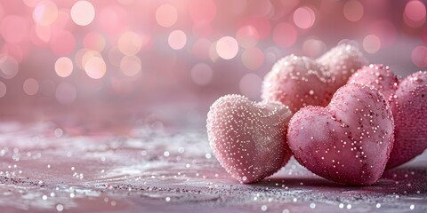 Fototapeta premium Pink heart background for Valentines Day celebration with a romantic touch. Concept Valentines Day, Romantic Setting, Pink Hearts, Love Photoshoot