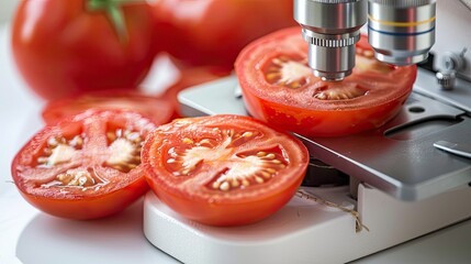 Close up of laboratory optical microscope checking rope tomatoes Generative AI