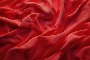 Obraz premium Close-up shot of a vibrant red fabric with textured patterns and folds