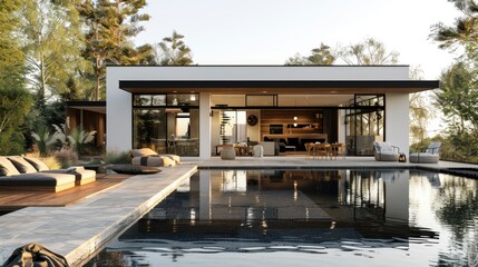 Obraz premium A contemporary house with a glass elevator