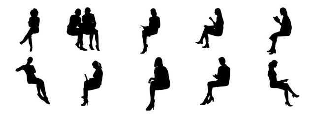 Set woman sitting for a business 