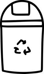 rubbish bin trashcan garbage trash doodle hand drawing outline