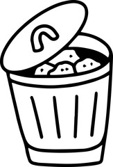 rubbish bin trashcan garbage trash doodle hand drawing outline