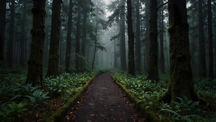 Fototapeta premium A short story about a character's transformative journey through a dense forest ai-generated