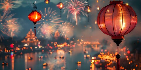 Hindu festivals with lanterns fireworks and temple celebrations are significant religious events. Concept Hindu Festivals, Lanterns, Fireworks, Temple Celebrations, Religious Events