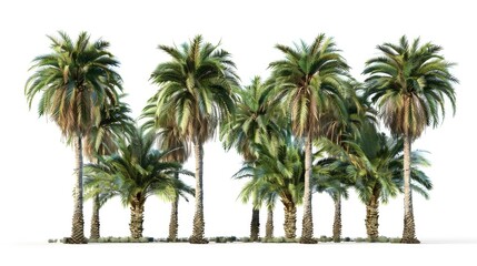 Obraz premium A group of palm trees on a plain white background, great for use in interior design or tropical-themed projects