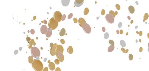 Joyful Deluge: Brilliant 3D Illustration Showcasing an Overflow of gold Confetti