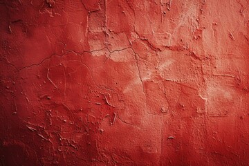 Fototapeta premium A close-up of a red painted wall with peeling paint and imperfections