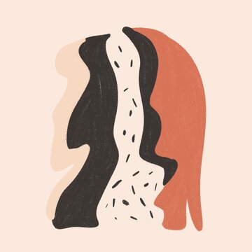 Abstract illustration of three stylized human silhouettes