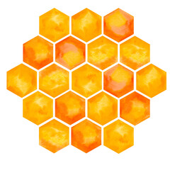 Honeycomb, watercolor pattern. Abstract hand drawn background texture