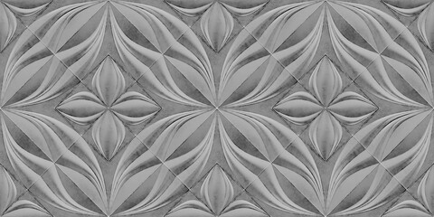 Monochrome 3D wallpaper with elegant heart flower pattern