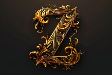 Gold swirls arranged to form the shape of the letter Z
