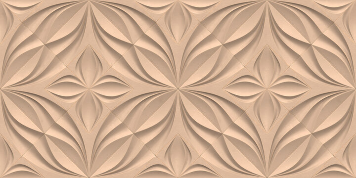 Elegant 3D wallpaper with seamless heart flower pattern