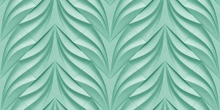 Seamless mint green floral heart pattern for backgrounds
