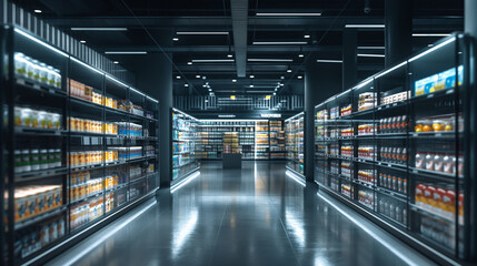 Obraz premium shelves in supermarket