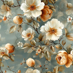 seamless botanical rose flower vintage pattern on dusty coffee color