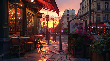 Sunset serenity at a parisian café