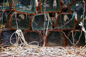 Lobster pots and ropes at Viavelez port, Asturias