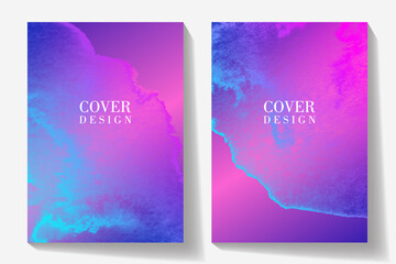 Elegant colorful cover design set. Neon color gradient luxury vector background set with transparent texture for cover design, invitation, poster, wedding card, catalog, brochure, menu.