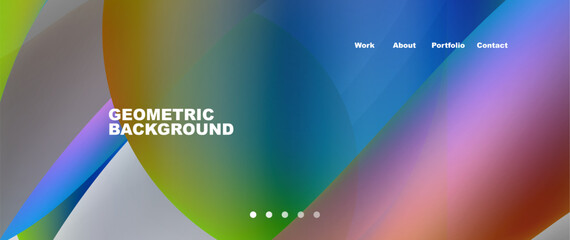 Web page design with geometric elements - circle and wave. Techno art concept. Vector Illustration For Wallpaper, Banner, Background, Card, Book Illustration, landing page