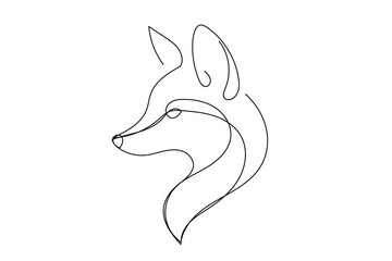Doodle Fox Line Portrait. Editable Abstract Fox Logo Vector Line Sketch. Simple Curve Line Fox Symbol Silhouette Icon Design Isolated on White Background