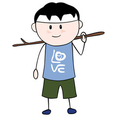 Fun kid holiday happiness characters cartoon hand draw stick 