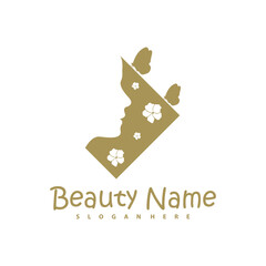 Vector logo design for beauty salon with Butterfly, hair salon, cosmetic
