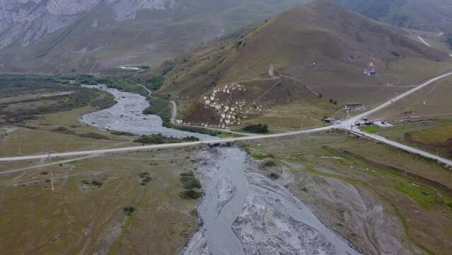 Flight to the ancient necropolis Dargavs.