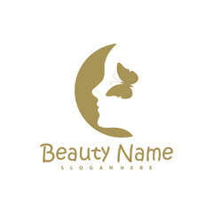 Vector logo design for beauty salon with Butterfly, hair salon, cosmetic