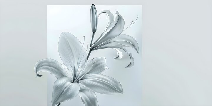 Funeral program template with white background elegant lily and customizable text. Concept Funeral Program, Elegant Design, Lily Illustration, White Background, Customizable Text