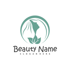 Natural Floral Beauty woman face logo design, Beauty logo design template vector