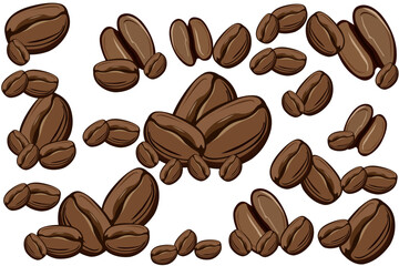 Vector coffee bean pattern abstract theme white background.