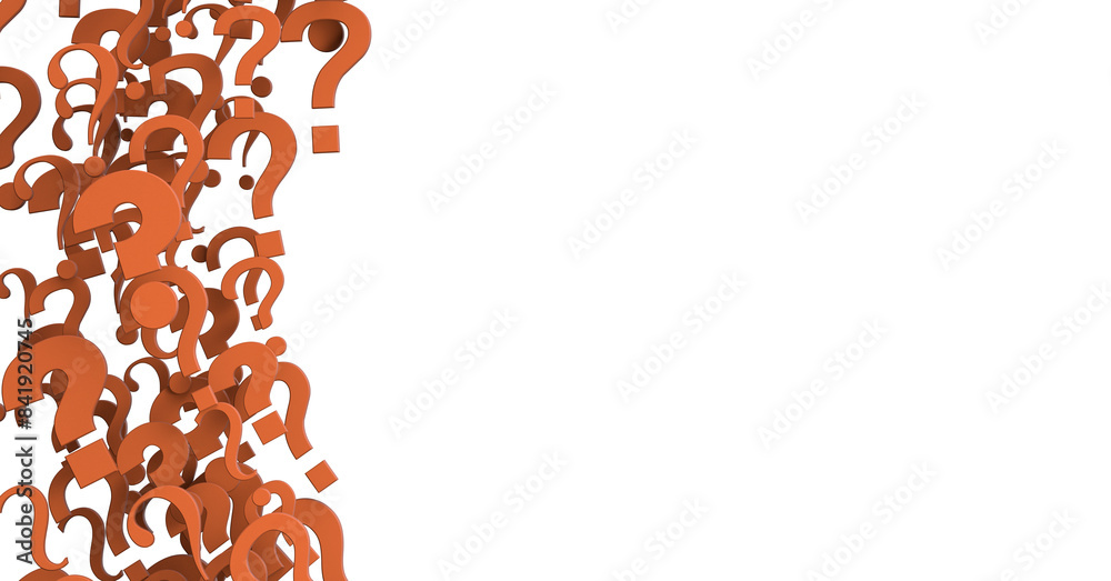 Poster question marks background. 3D Rendering.