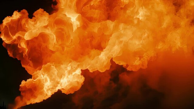The fiery glow of flames burning off excess natural gas a byproduct of the oil extraction process.
