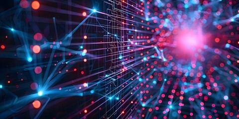 Fototapeta premium Exploring Digital Backgrounds Neural Networks, Sound, and Graphics for Science Education. Concept Digital Backgrounds, Neural Networks, Science Education, Sound, Graphics