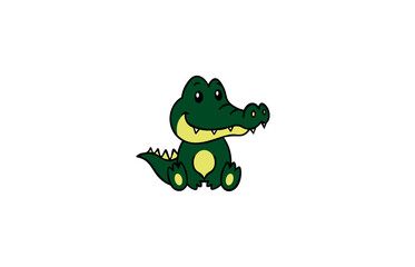 Vector illustration of a cartoon crocodile on a white background