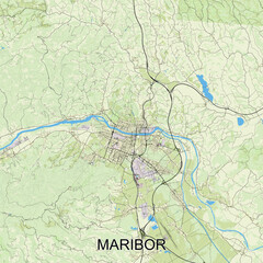 Maribor, Slovenia map poster art