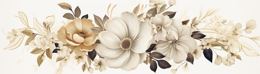 A flowery background with pink and white flowers. The flowers are arranged in a way that creates a sense of movement and flow. The background is white, which makes the flowers stand out