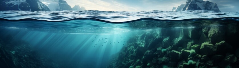 Fototapeta premium iceberg floating half submerged underwater