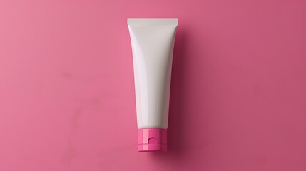 Cosmetic tube mockup isolated on pink background