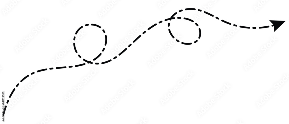 Canvas Prints curved dotted arrow. zigzag arrow stripes design with dotted lines. dashed line arrow. hand drawn da