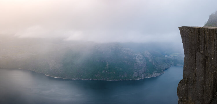 A scenic view from the edge of Preikestolen Norway