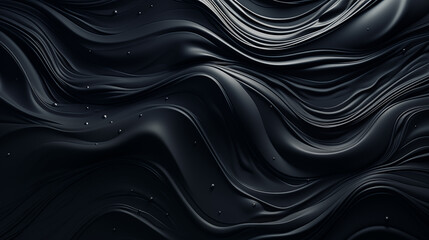 Dark abstract background. Flow of black paint with bubbles and lumps. Black liquid, abstract 3D background. AI generative