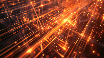 Obraz premium Orange and Peach glowing abstract geometric lines. PowerPoint and Business background.