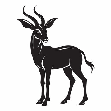 recommend clip art: antelope  animal silhouettes on a white background