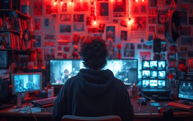 Photo of a developer with neon lights