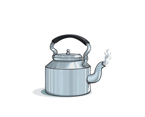 Vector illustration of tea kettle. Indian traditional tea kettle with hot tea Vector. Tea time Vector illustration