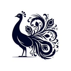 Peacock silhouette Clip art isolated vector illustration on white background
